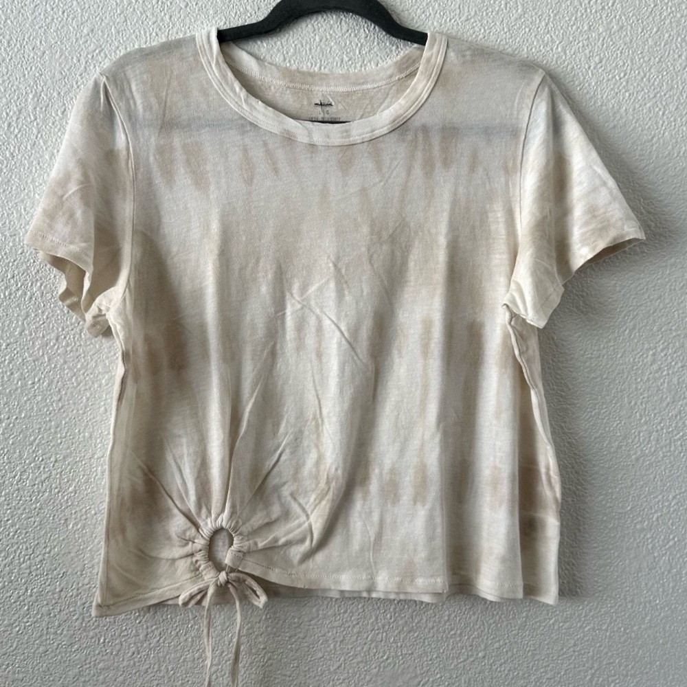 Aerie White/Tan‎ Tie-Dye Front Tie T-Shirt 🤍✨